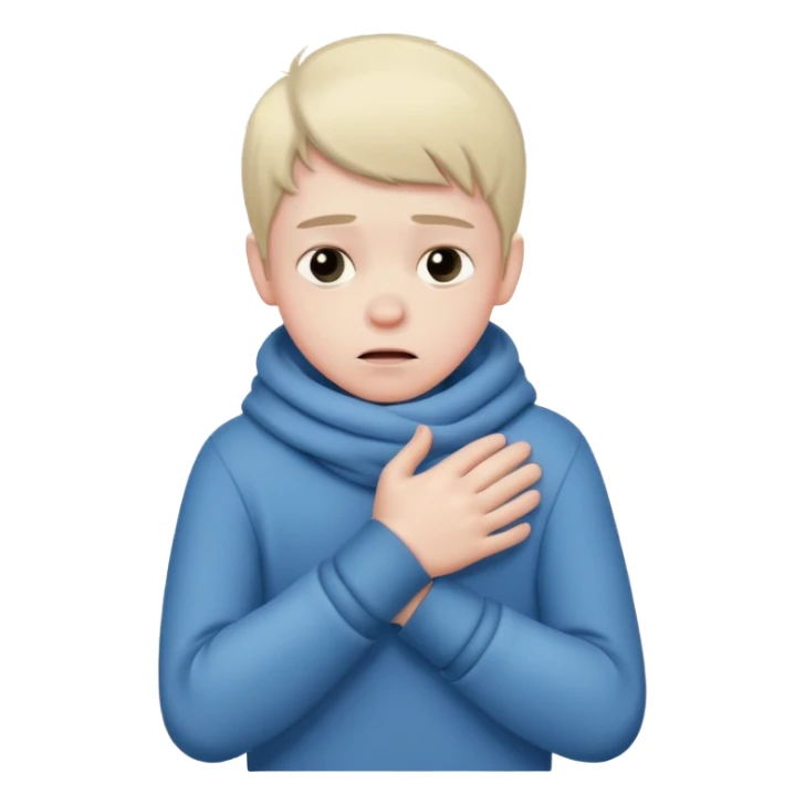 boy shivering in the cold rubbing his arms  sticker