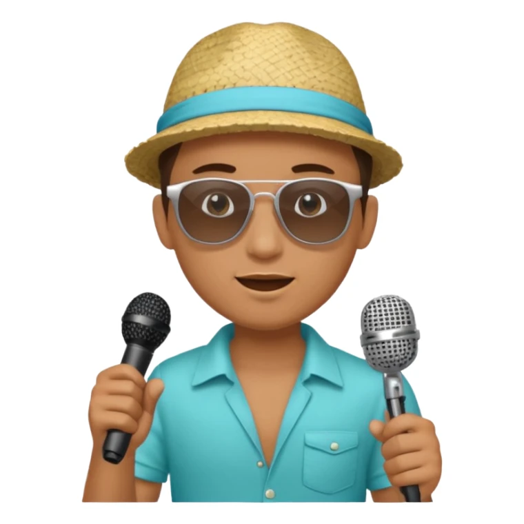 man with summer clothes and sun glasses holding microphone sticker