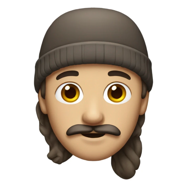 man with mustache, brown hair and a beanie on sticker