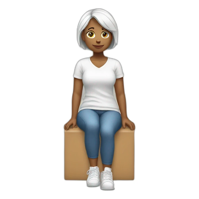 woman with white hear leaning on her left knee  sticker
