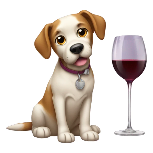 dog with glass of wine sticker