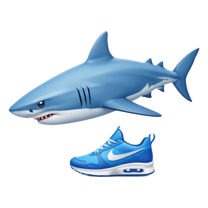 Tiburon con zapatillas azules nike sticker