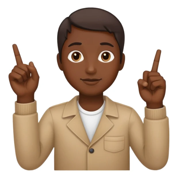 Dark skin tone holding index, middle and thumb fingers out sticker