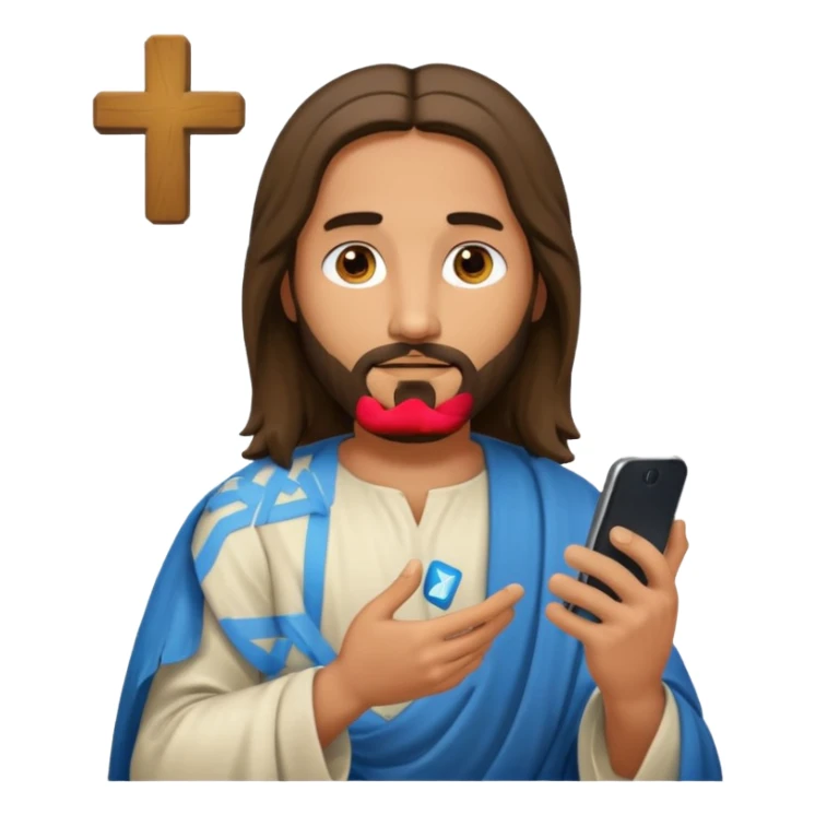 Jésus sur son téléphonesur son téléphone en train de le regarder sticker