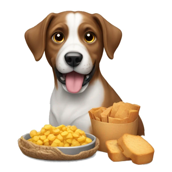 Dog with food sticker