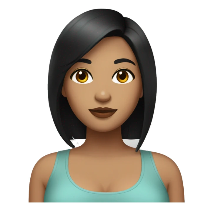 Plus size girl with straight medium length black hair and hazel eyes sticker
