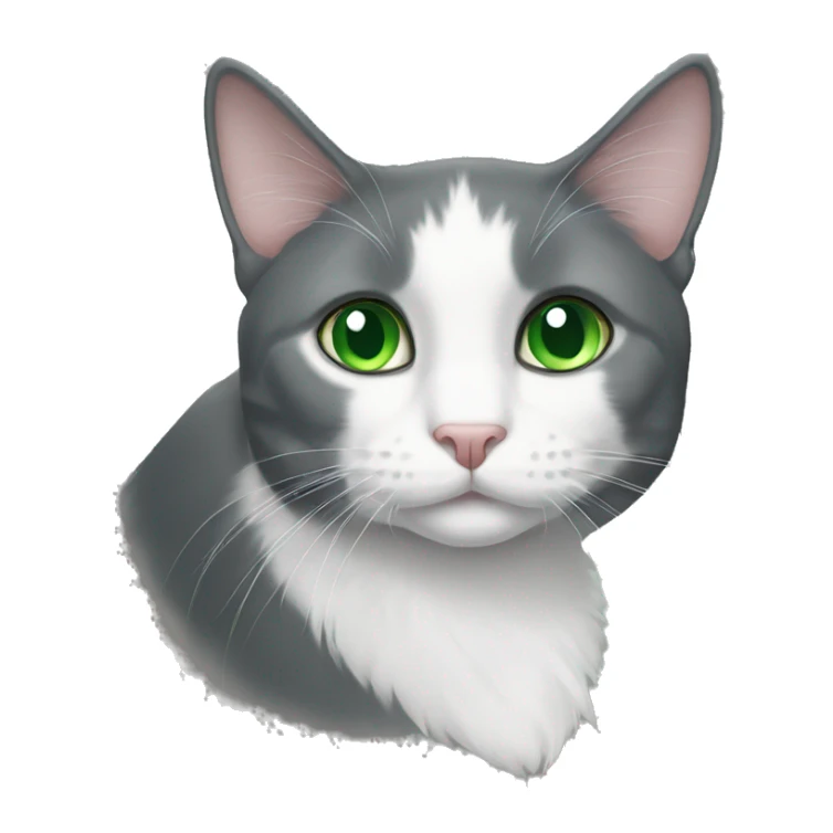 Grey and white tuxedo cat with green eyes  sticker