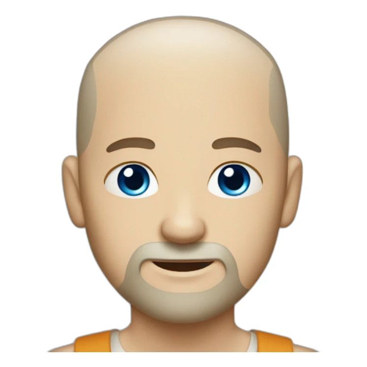Shaved head man with short white beard and blue  eyes sticker