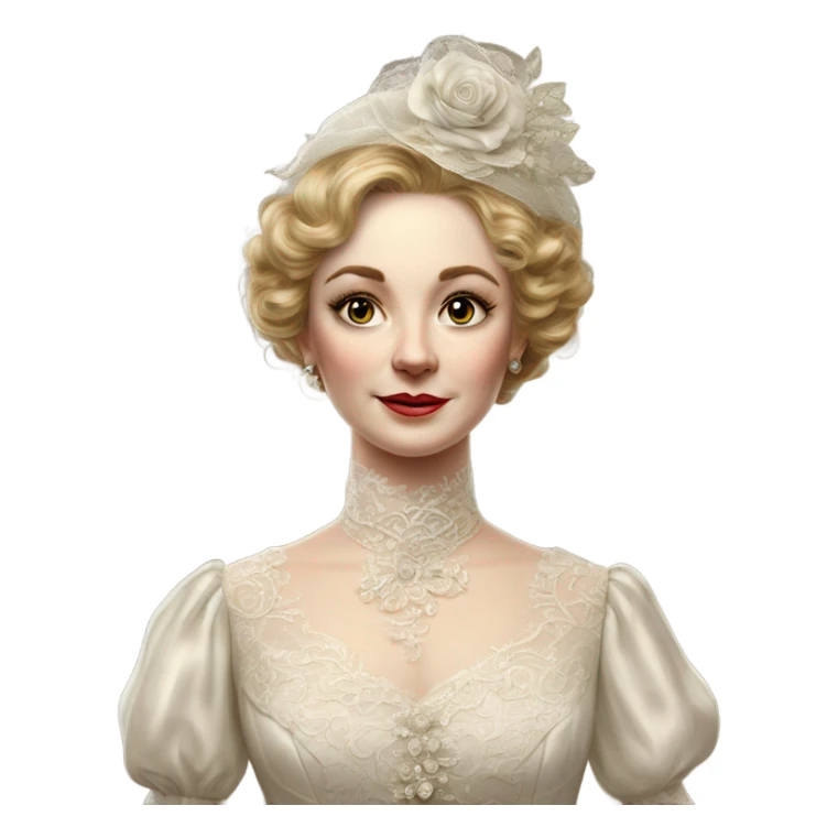 Hyper Realistic ornate 
edwardian Wedding dress displays sticker