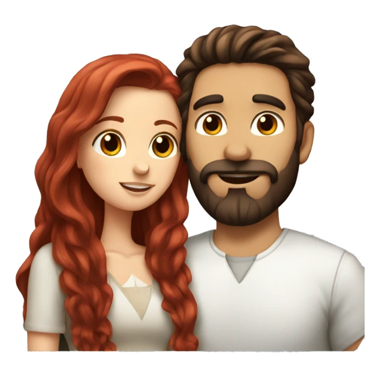 dark haired bearded guy with long hair kissing red haired girl sticker