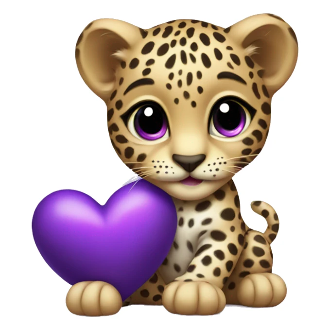 Baby leopard holding a purple heart  sticker
