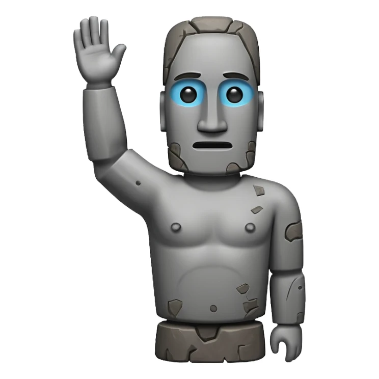 Un moai con una deja levantada sticker