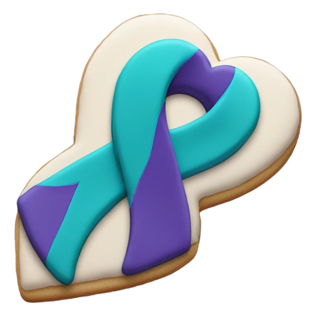Purple teal Suicide awareness ribbon, heart cookie sticker