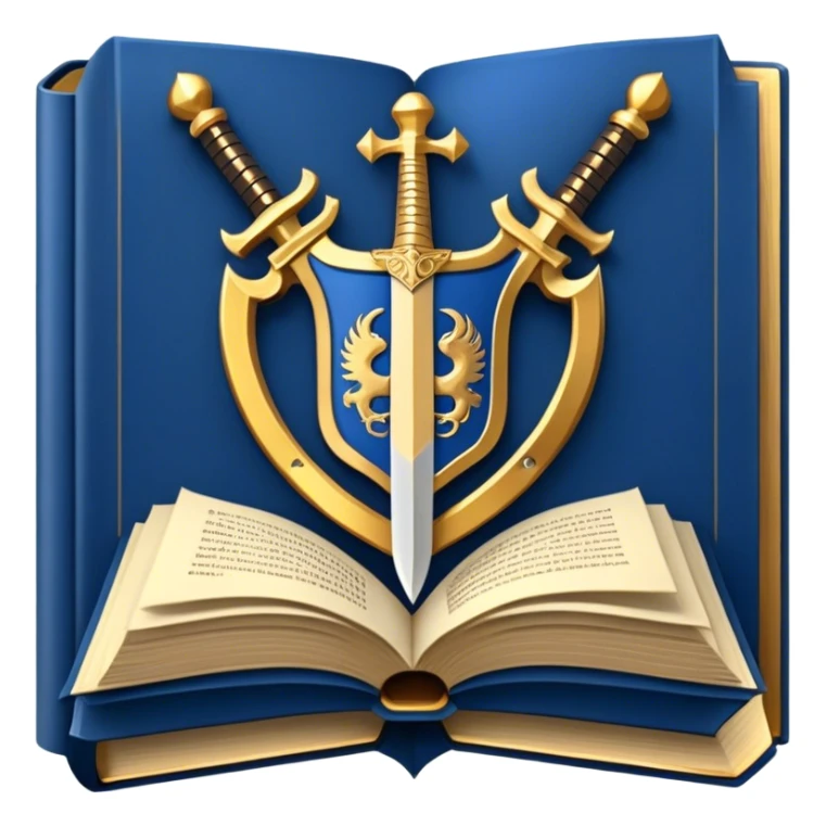 Description: A stylized, heraldic emblem combining an open book with a sword behind it Symbolizes knowledge and personal growth Color palette: Deep blue background, gold/bronze metallic details Represents the core philosophy of The Archives sticker