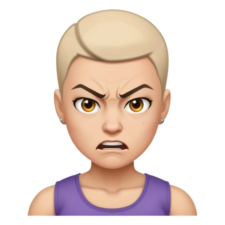 angry feminist fighter with half shaved hair sticker