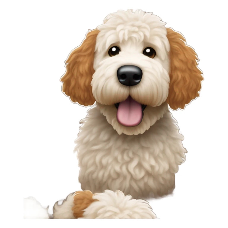 White Goldendoodle as a Cleveland Brown Football   sticker