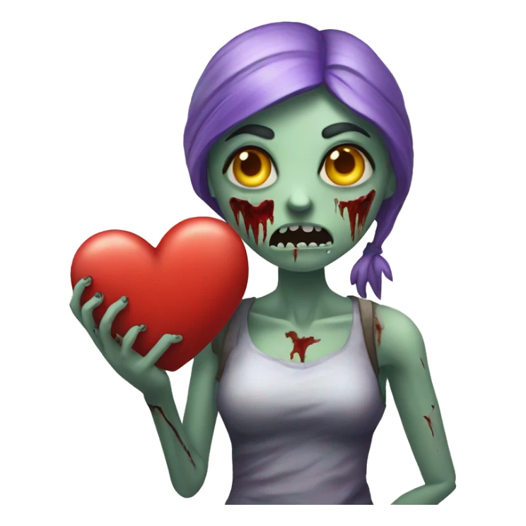 a female zombie holding a heart and writing giants in it sticker