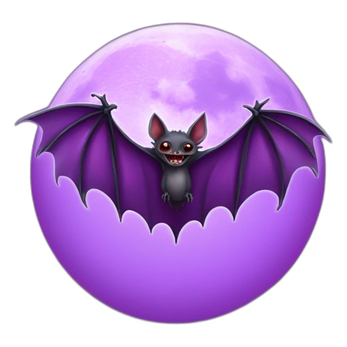 purple dripping vampire bat wings flying in front of large realistic full moon sticker