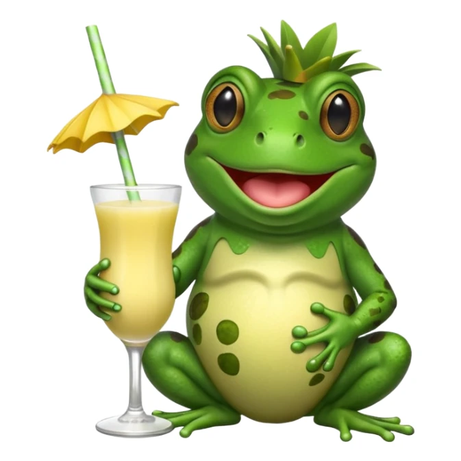 bufo frog green cartoon meme drinking a pina colada sticker