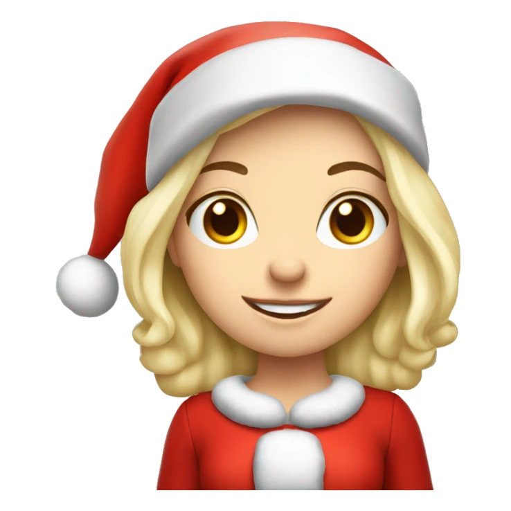White blond girl as santa claus With hat  sticker