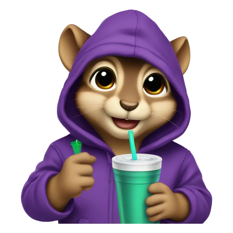 Chipmunk with hoodie drinking purple drink sticker