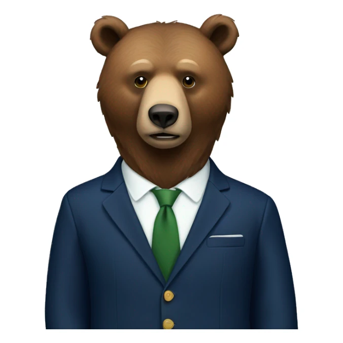 Brown bear wearing a navy greens suit  sticker