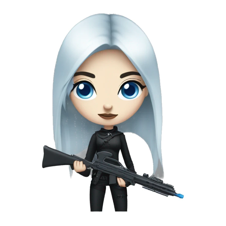 goth girl with blue eyes with weapon sticker