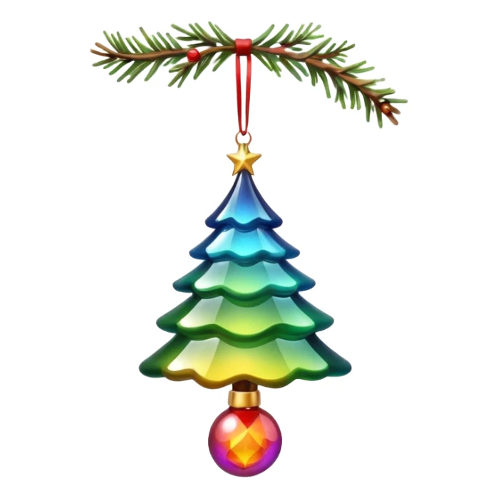 magical classic christmas tree ornament hanging from a thread sticker
