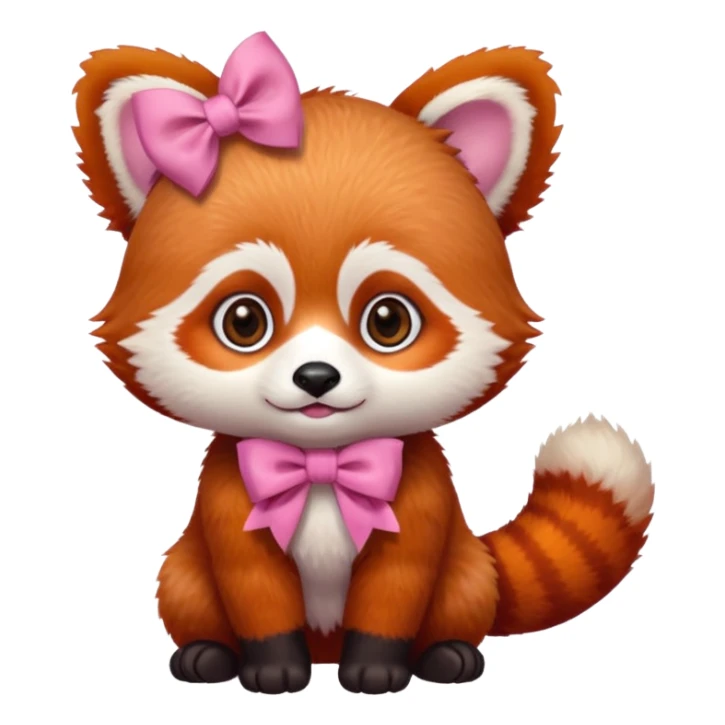 baby Red panda wearing a pink bow sticker