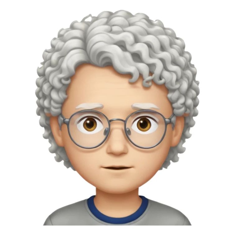 young boy with curly white hair and glasses sticker