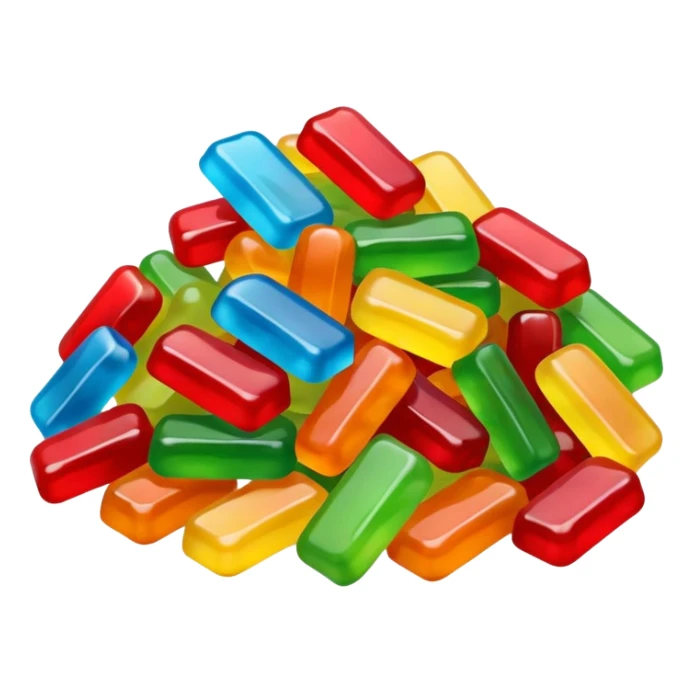 pile of assorted gummy candies, minimal, simple, clear sticker