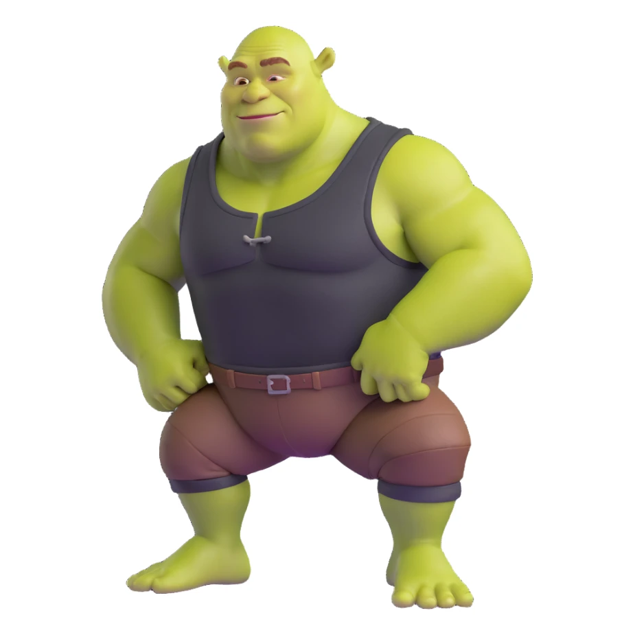 very muscular Shrek soothing Elon Musk sticker