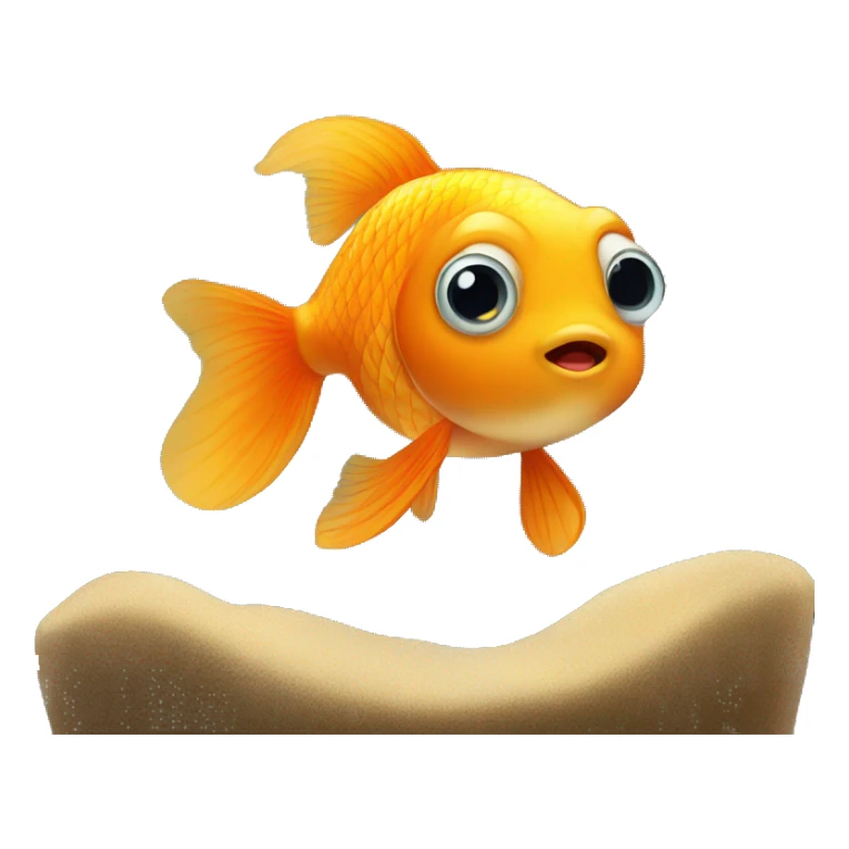 small cute gold fish with big eyes in aquarium sticker