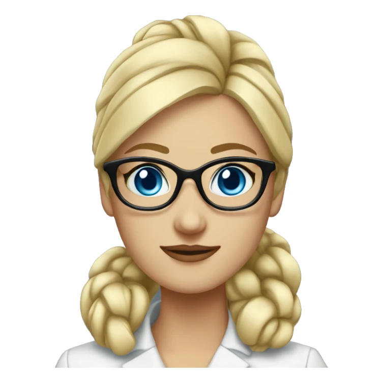 proffesional-woman-blonde-glasses-blue eyes-mesy bun sticker