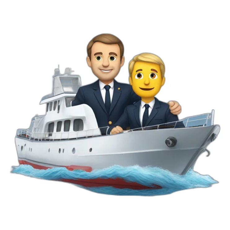 macron sur un bateau avec marine lepenne sticker
