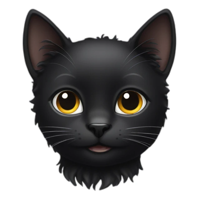 black cat with wavy hair and black eyes sticker