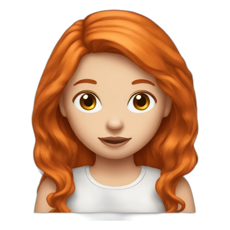 Redhead girl long hair with rabbit ears sticker