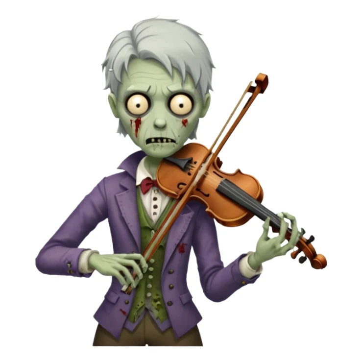 Zombie violinist – crooked bow, screechy notes, hunched over violin. sticker