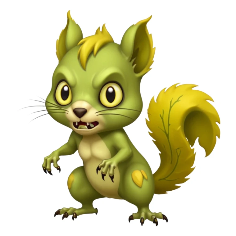undead zombie squirrel, yellow green empty eyes, rotting, evil, chaotic, full body, angry attack sticker