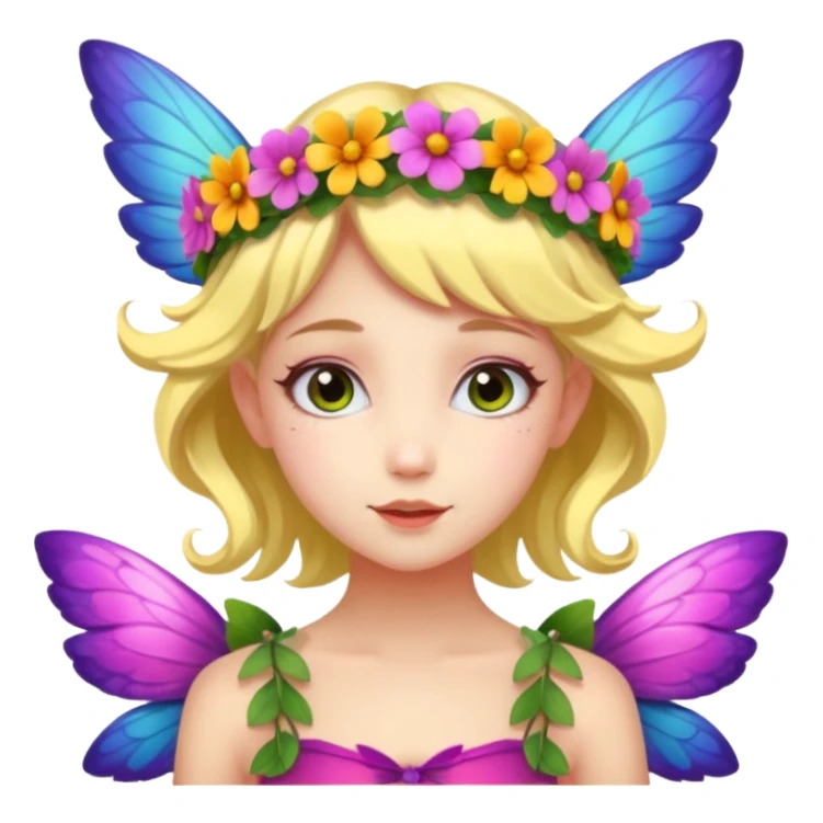 A flower fairy girl with one wing, all over sticker