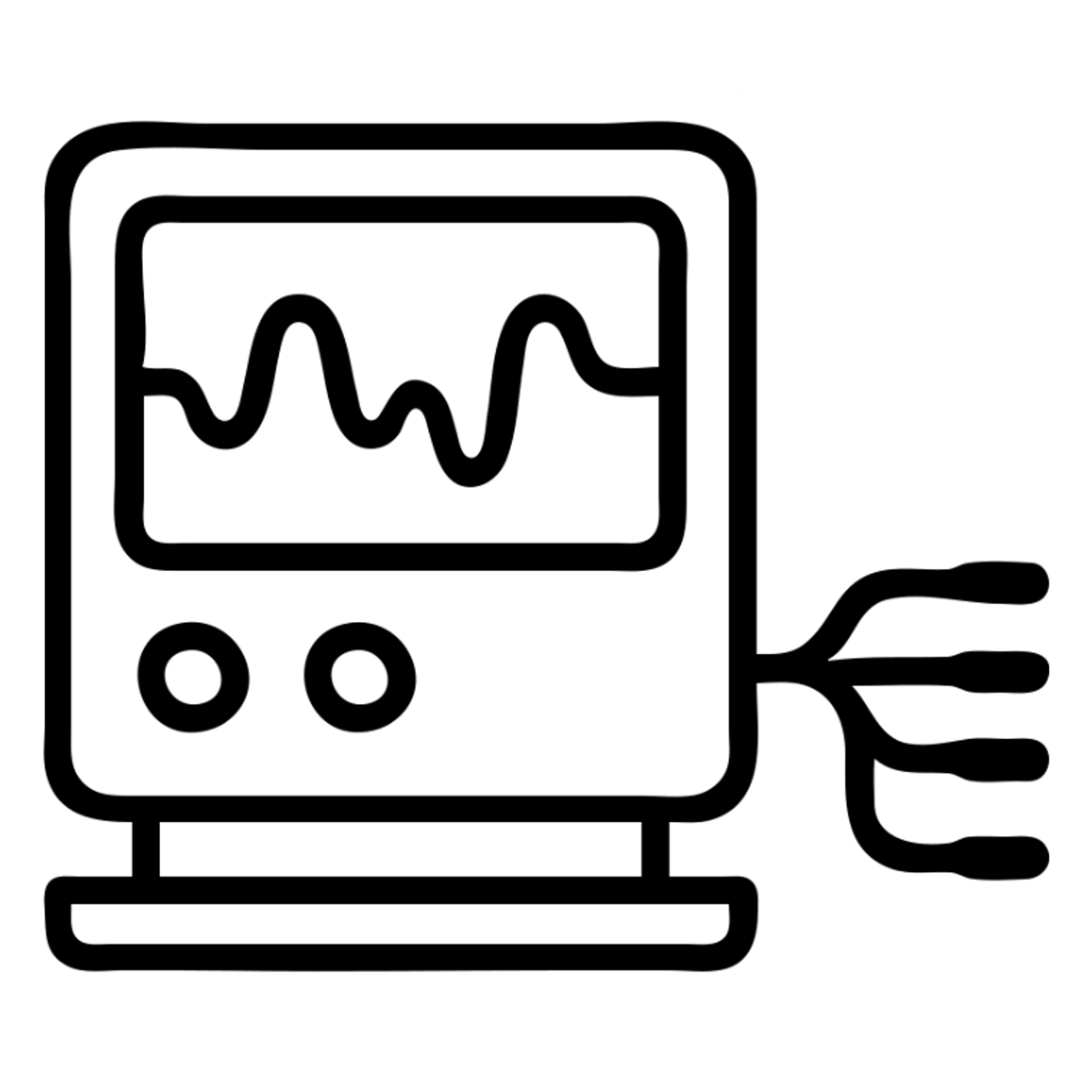 simplified polygraph machine icon, minimal lines, clean design sticker