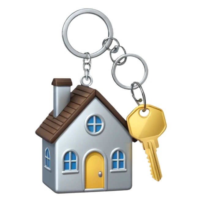 keyring with keys and a house-shaped keychain, emoji style sticker
