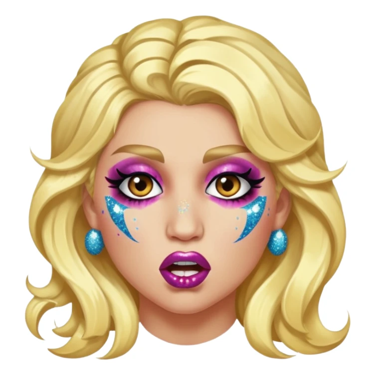 kesha with glitter making a snarling lip curl face sticker