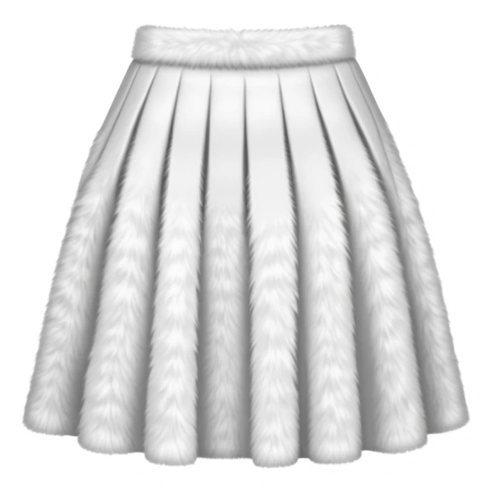 super realistic white fur skirt isolated sticker