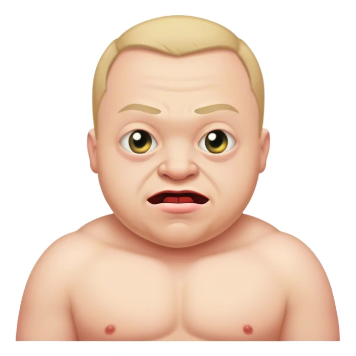 big strong evil sinister man with downs syndrome sticker