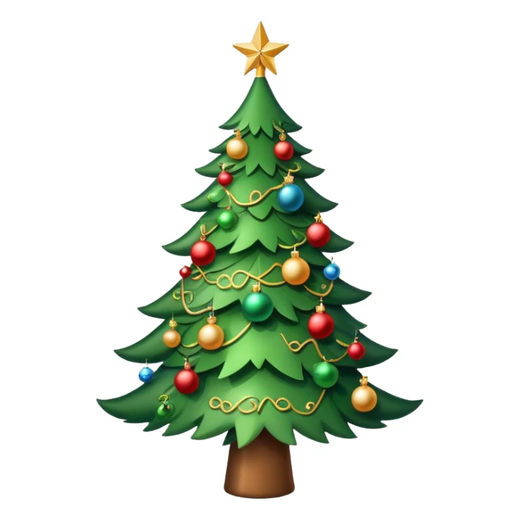 Christmas tree with ornaments and a star on top sticker