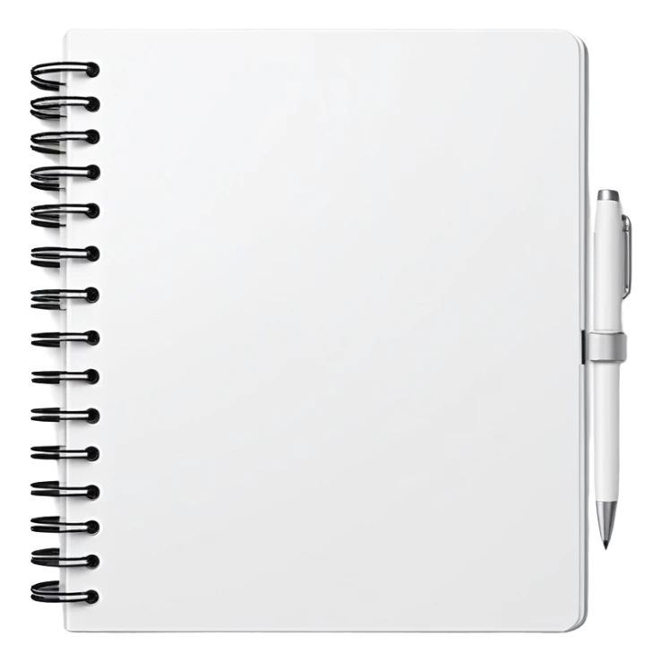 A flat-style illustration of a spiral-bound school planner or notebook with a clean cover and subtle page lines, symbolizing K–12 teaching. Minimal, cartoon style, white background, iOS emoji aesthetic. sticker