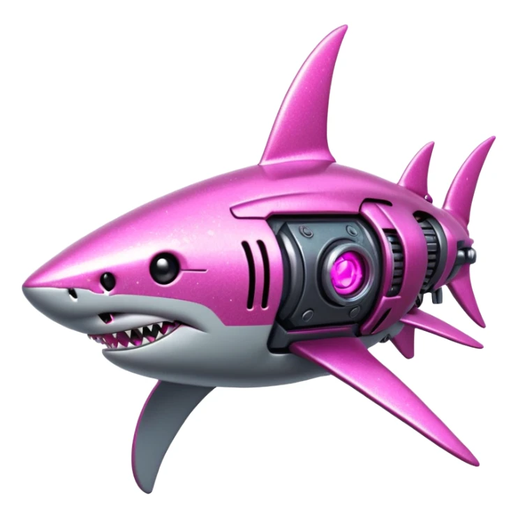 glitter mech shark pink cyberpunk sticker