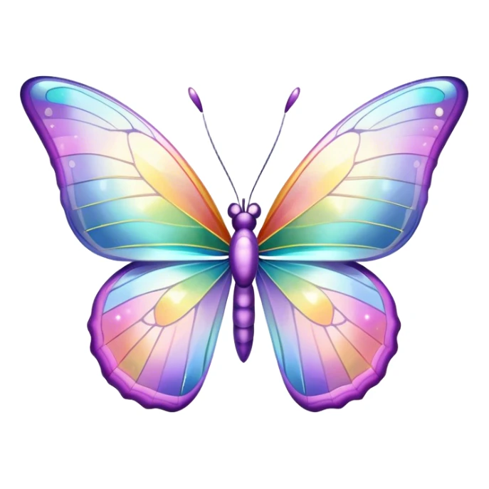 Pastel sparkly glittery iridescent rainbow transparent butterfly sticker