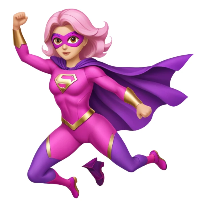 pink violet woman superhero flying sticker